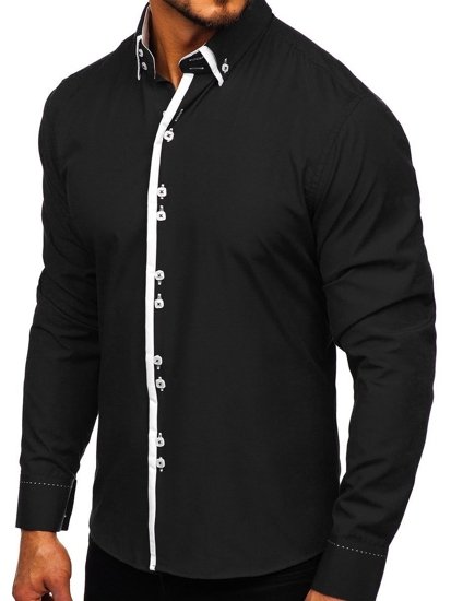 Camisa elegante con mangas largas negro Bolf 1721-1