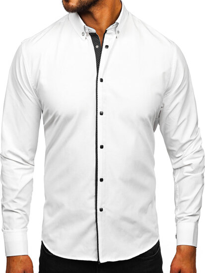 Camisa elegante de hombre blanca de manga larga Bolf 17724