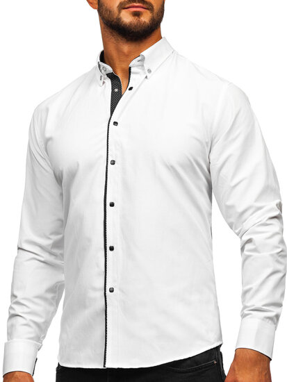 Camisa elegante de hombre blanca de manga larga Bolf 17724