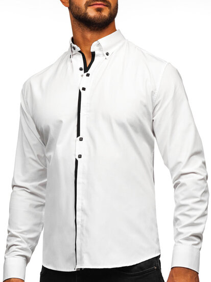 Camisa elegante de hombre blanca de manga larga Bolf 24701