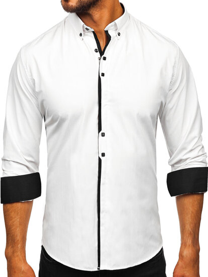 Camisa elegante de hombre blanca de manga larga Bolf 24701