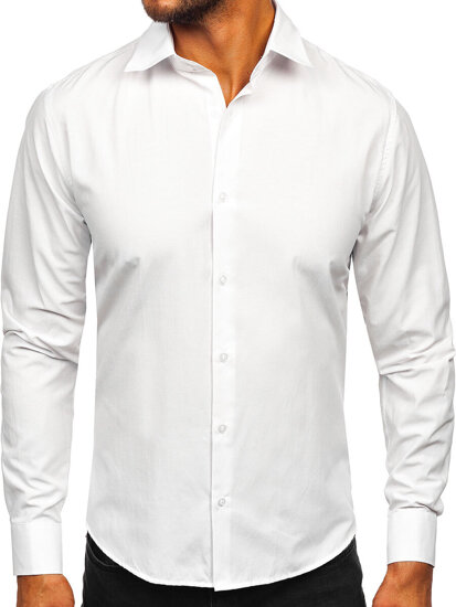 Camisa elegante de hombre blanca de manga larga Bolf 24740