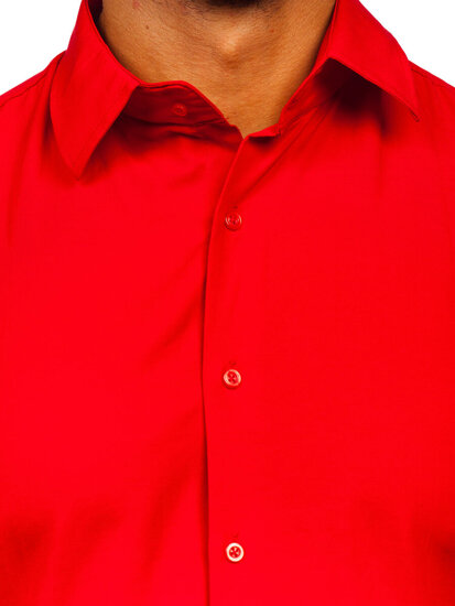 Camisa elegante de hombre de manga larga roja Bolf 24740