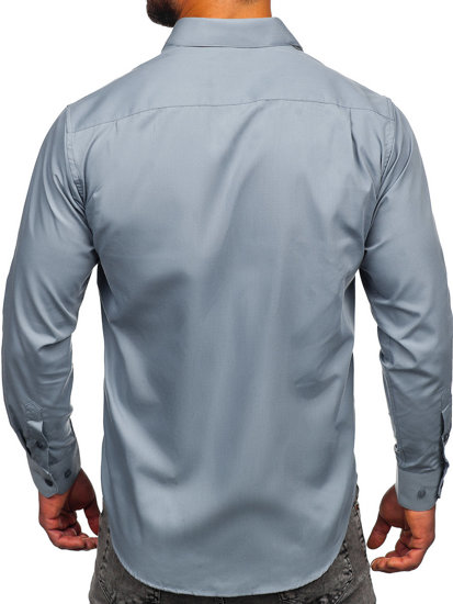 Camisa elegante de maga larga para hombre antracita Bolf M14