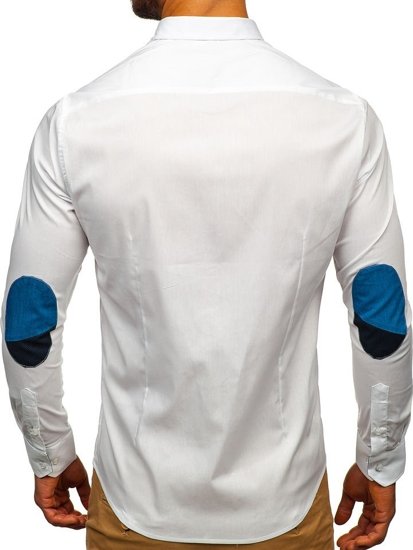 Camisa elegante de manga larga blanca para hombre Bolf 7192