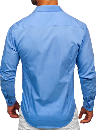 Camisa elegante de manga larga para hombre azul Bolf 1703