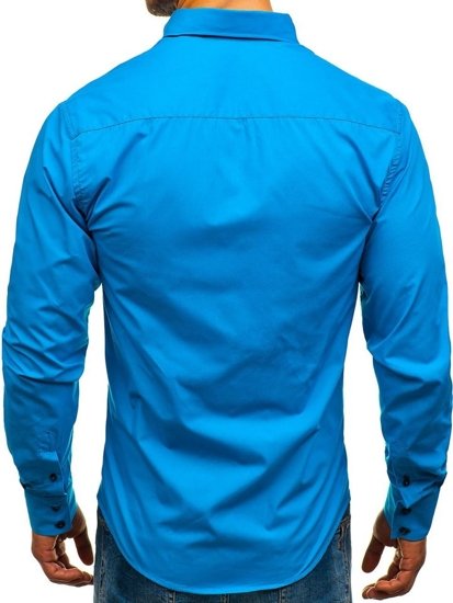 Camisa elegante de manga larga para hombre azul Bolf 1721-A