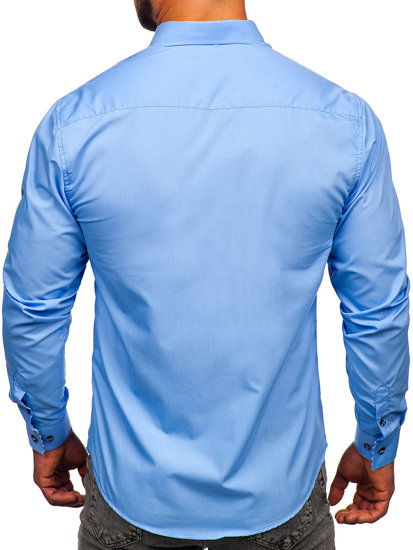 Camisa elegante de manga larga para hombre azul Bolf 5796-1