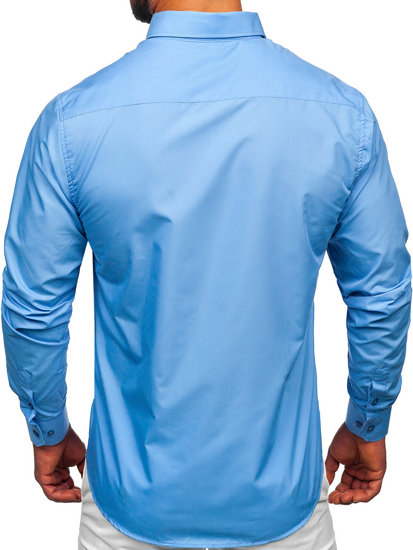 Camisa elegante de manga larga para hombre azul Bolf 5821-1