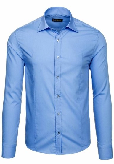 Camisa elegante de manga larga para hombre azul claro Bolf 1703