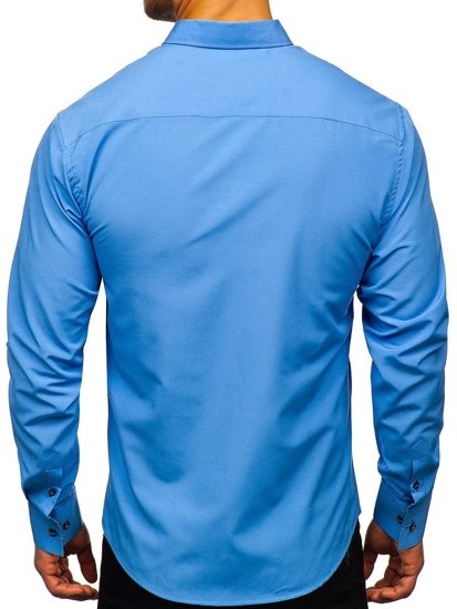 Camisa elegante de manga larga para hombre azul claro Bolf 8840-1