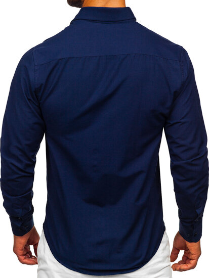 Camisa elegante de manga larga para hombre azul marino Bolf 24740