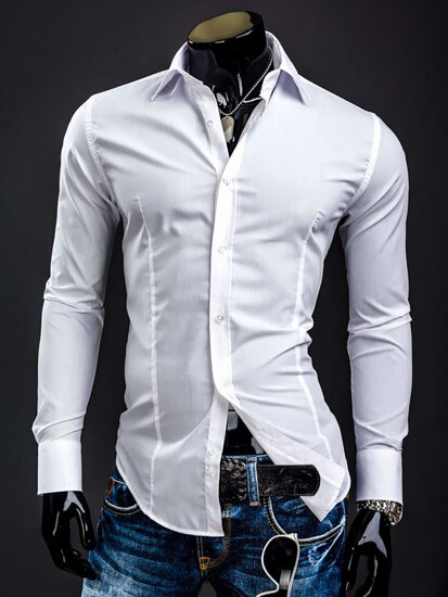 Camisa elegante de manga larga para hombre blanca Bolf 1703A