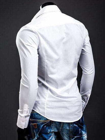 Camisa elegante de manga larga para hombre blanca Bolf 1703A