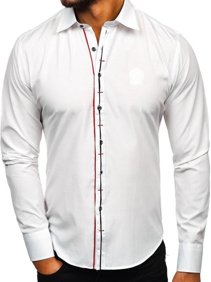 Camisa elegante de manga larga para hombre blanca Bolf 1769-A