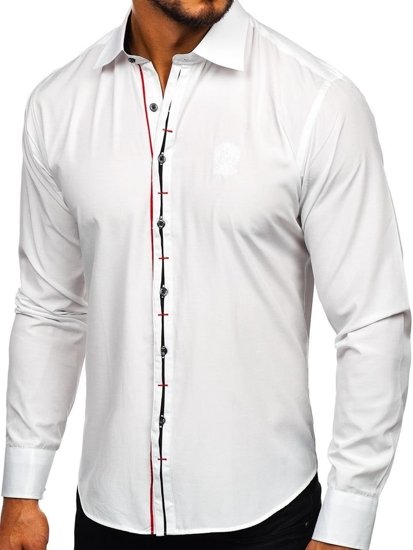 Camisa elegante de manga larga para hombre blanca Bolf 1769-A