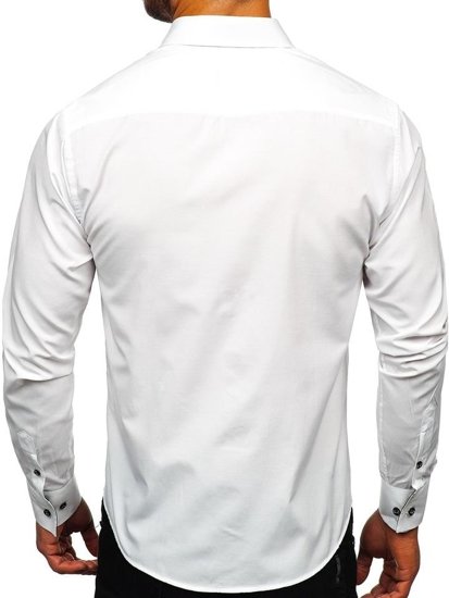 Camisa elegante de manga larga para hombre blanca Bolf 1769-A