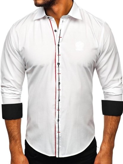 Camisa elegante de manga larga para hombre blanca Bolf 1769-A