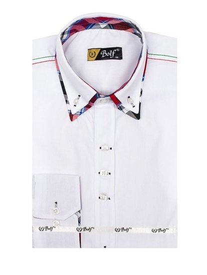 Camisa elegante de manga larga para hombre blanca Bolf 2705