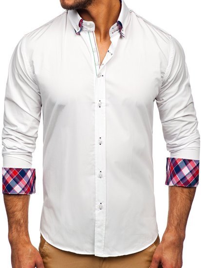 Camisa elegante de manga larga para hombre blanca Bolf 2705