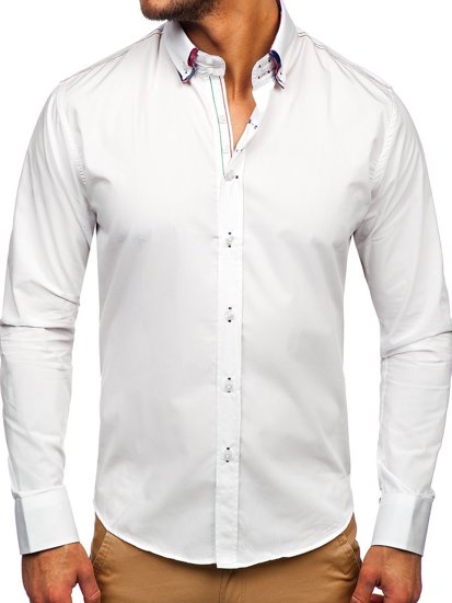 Camisa elegante de manga larga para hombre blanca Bolf 2705