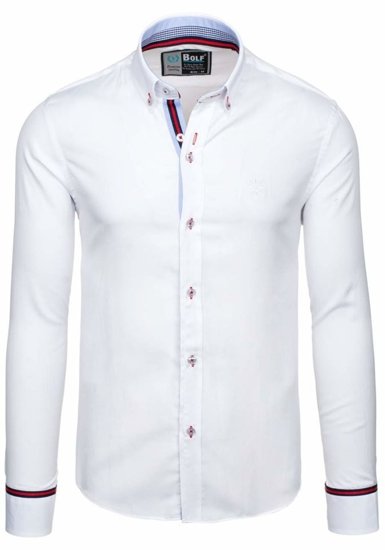 Camisa elegante de manga larga para hombre blanca Bolf 5801-A