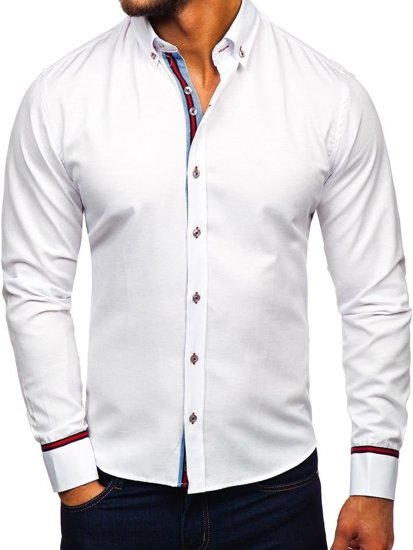 Camisa elegante de manga larga para hombre blanca Bolf 5801-A