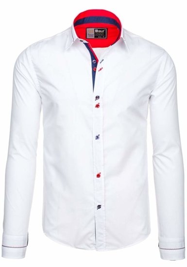 Camisa elegante de manga larga para hombre blanca Bolf 5826