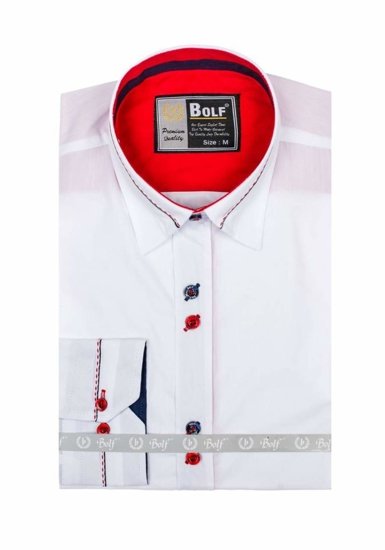 Camisa elegante de manga larga para hombre blanca Bolf 5826