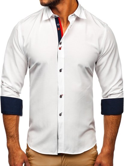 Camisa elegante de manga larga para hombre blanca Bolf 5826