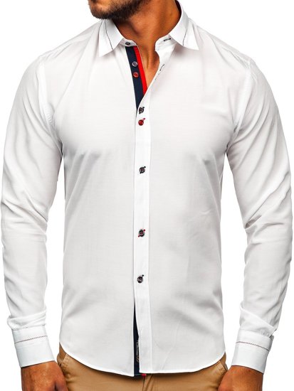 Camisa elegante de manga larga para hombre blanca Bolf 5826