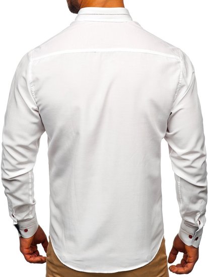 Camisa elegante de manga larga para hombre blanca Bolf 5826