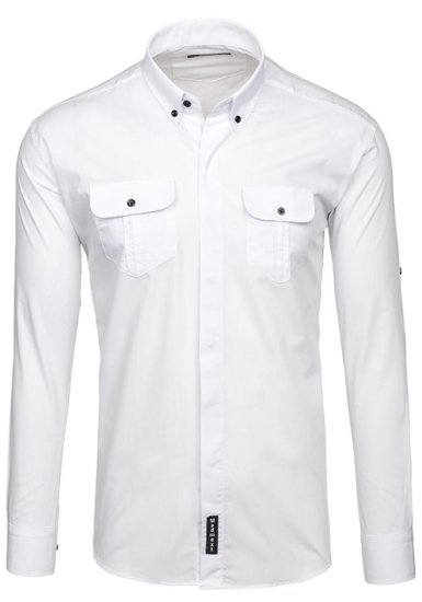 Camisa elegante de manga larga para hombre blanco Bolf 0780