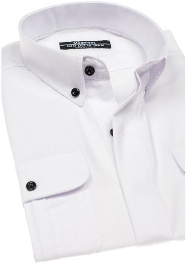 Camisa elegante de manga larga para hombre blanco Bolf 0780