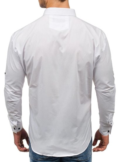 Camisa elegante de manga larga para hombre blanco Bolf 0780