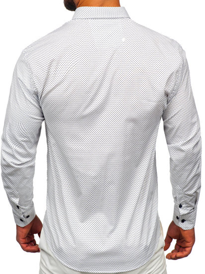 Camisa elegante de manga larga para hombre blanco Bolf 19603