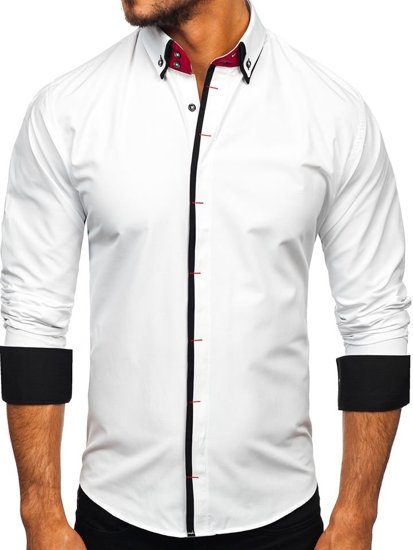 Camisa elegante de manga larga para hombre blanco Bolf 2767-1