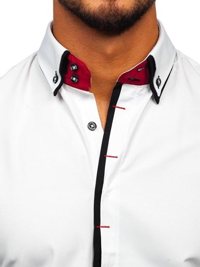 Camisa elegante de manga larga para hombre blanco Bolf 2767-1