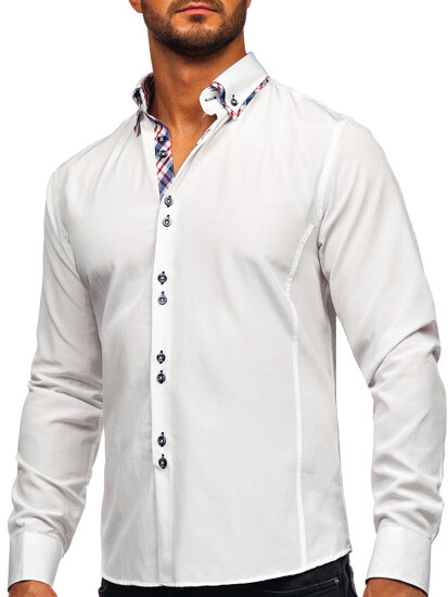 Camisa elegante de manga larga para hombre blanco Bolf 4704