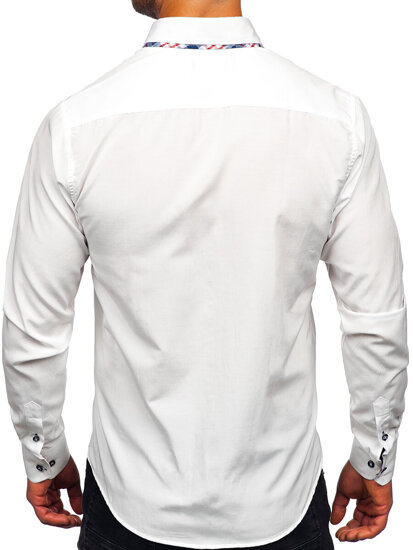 Camisa elegante de manga larga para hombre blanco Bolf 4704