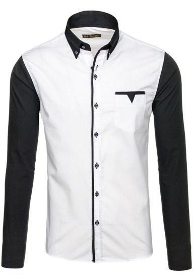 Camisa elegante de manga larga para hombre blanco Bolf 5726