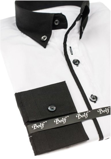 Camisa elegante de manga larga para hombre blanco Bolf 5726