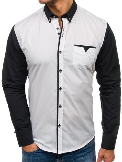 Camisa elegante de manga larga para hombre blanco Bolf 5726