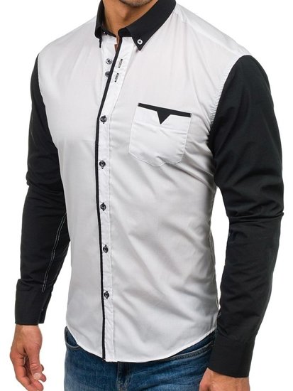 Camisa elegante de manga larga para hombre blanco Bolf 5726