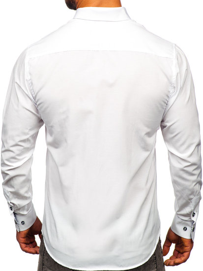 Camisa elegante de manga larga para hombre blanco Bolf 5796-1