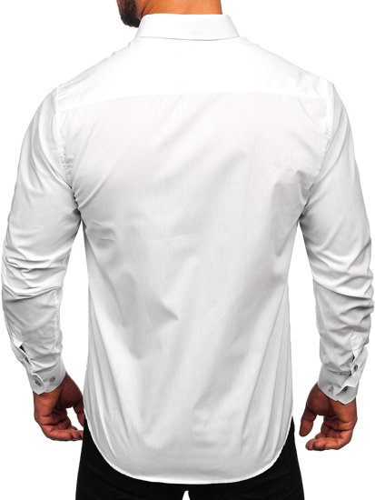 Camisa elegante de manga larga para hombre blanco Bolf 5821-1