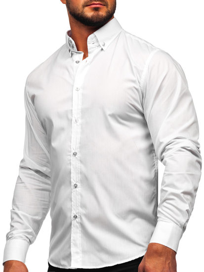 Camisa elegante de manga larga para hombre blanco Bolf 5821-1