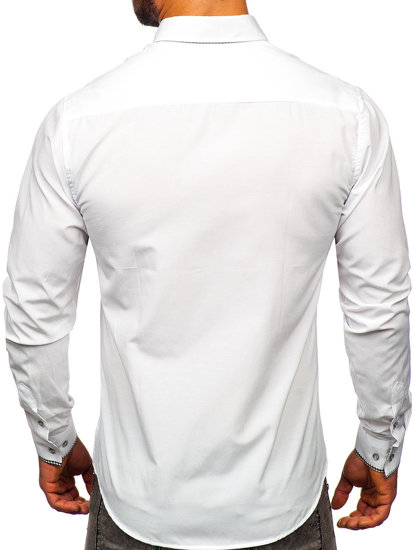 Camisa elegante de manga larga para hombre blanco Bolf 6873-1