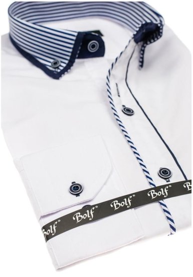 Camisa elegante de manga larga para hombre blanco Bolf 6941