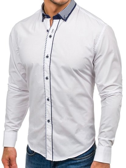 Camisa elegante de manga larga para hombre blanco Bolf 6941